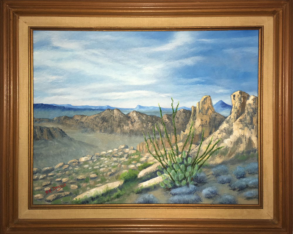View From Up High – 16x20 Oil on Canvas Inspired by photo taken in Big Bend National Park by author Ben H. English of Alpine, TX.